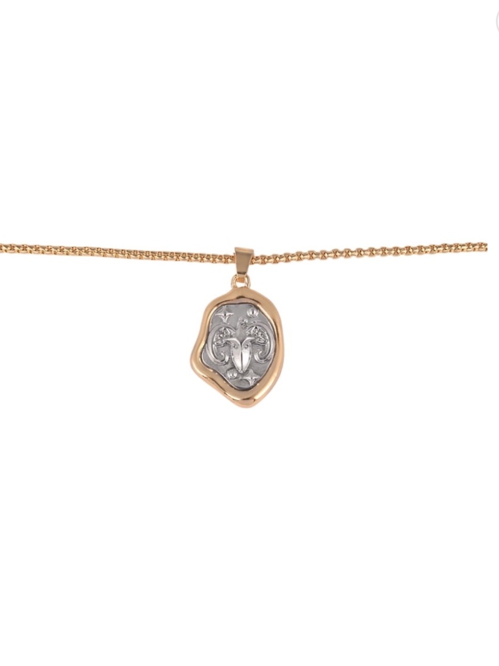 Gold Aries Stone Pendant Necklace